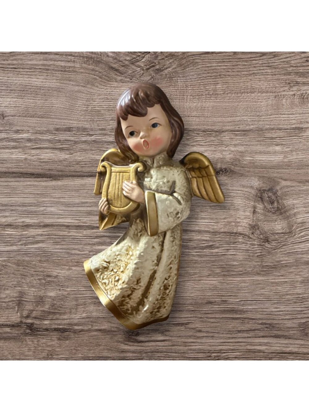 Vintage Norcrest Made in Japan F269 Singing Angel Figurine Angel with Harp